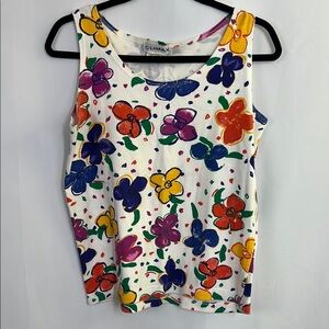 Women's Floral Tank Top - Multicolor casual 100 percent cotton summer tank top